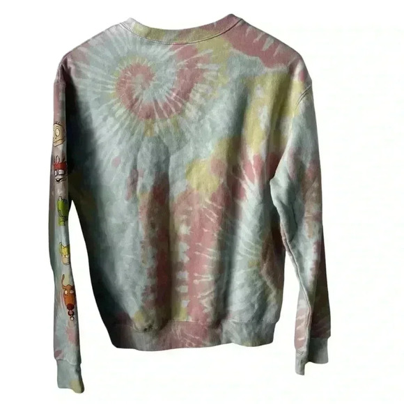 Rugrats Tie Dye Print Yellow Pink Sweatshirt Character Sleeve | Size Medium - Picture 2 of 7